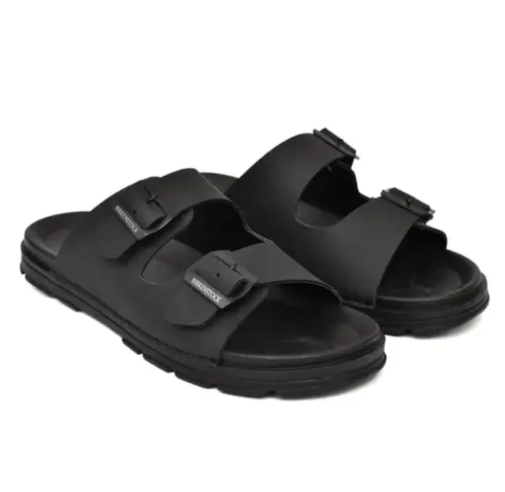 SHOE BLATE Classic Ultra Soft Black Men Sliders Slippers Size 9 with Cushion Footbed for Casual Daily Wear Indoor & Outdoor Comfort image 1