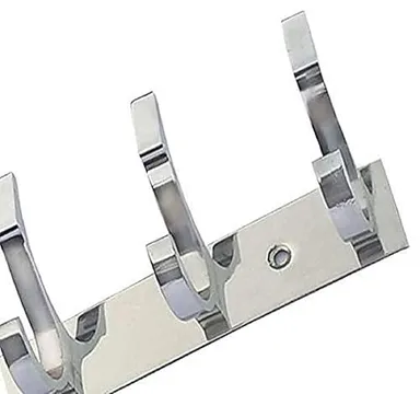 Premium 8‑PIN Heavy Duty Stainless Steel Aluminium Wall |Door Cloth Hanger Hooks Set with Screws |Grips |3 Pieces Multi‑Purpose Bathroom Bedroom Kitchen Towel Jacket Coat Organizer thumbnail 2
