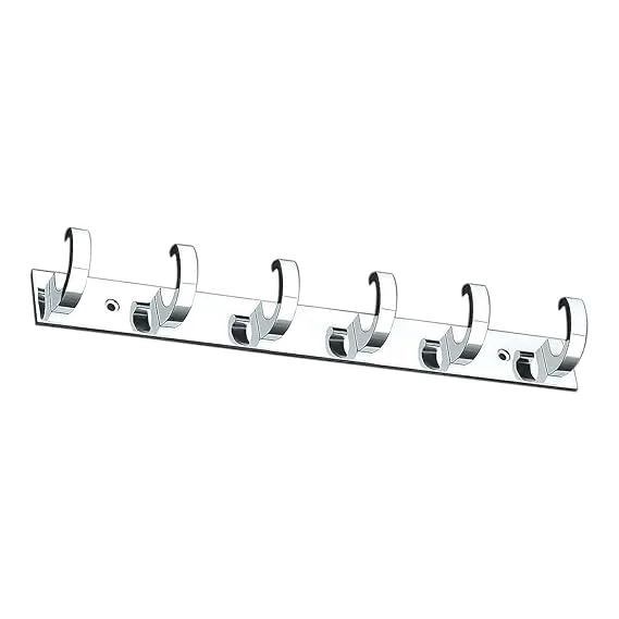 Premium 6‑Pin Stainless Steel |Aluminium C‑Type Wall Door Hooks Cloth Hanger Pack of 4 with Screws |Grips | Bathroom Bedroom Kitchen Towel Coat Rack Heavy Duty Organiser image 4