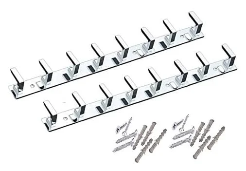 ONJECX Stainless Steel + Aluminium 8-PIN Heavy Duty Cloth |Towel Hanger Hooks for Bathroom Wall |Door, 2-Pack with Screws, Rust-Proof Home Storage Hooks India image 1