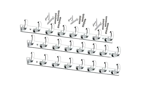 ONJECX Premium Stainless Steel |Aluminium 8 Pin C Type Wall Door Cloth Hanger Hooks Pack of 3 with 12 Screws and 12 Grips heavy duty bathroom robe towel organizer hook rail image 1