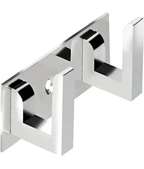 Premium 6 Pin Stainless Steel |Aluminium Wall Mounted Cloth Hanger Hooks for Bathroom Door Wall Door |Heavy Duty L-Type Clothes, Towel | Robe Hook Rack Pack of 2 image 2