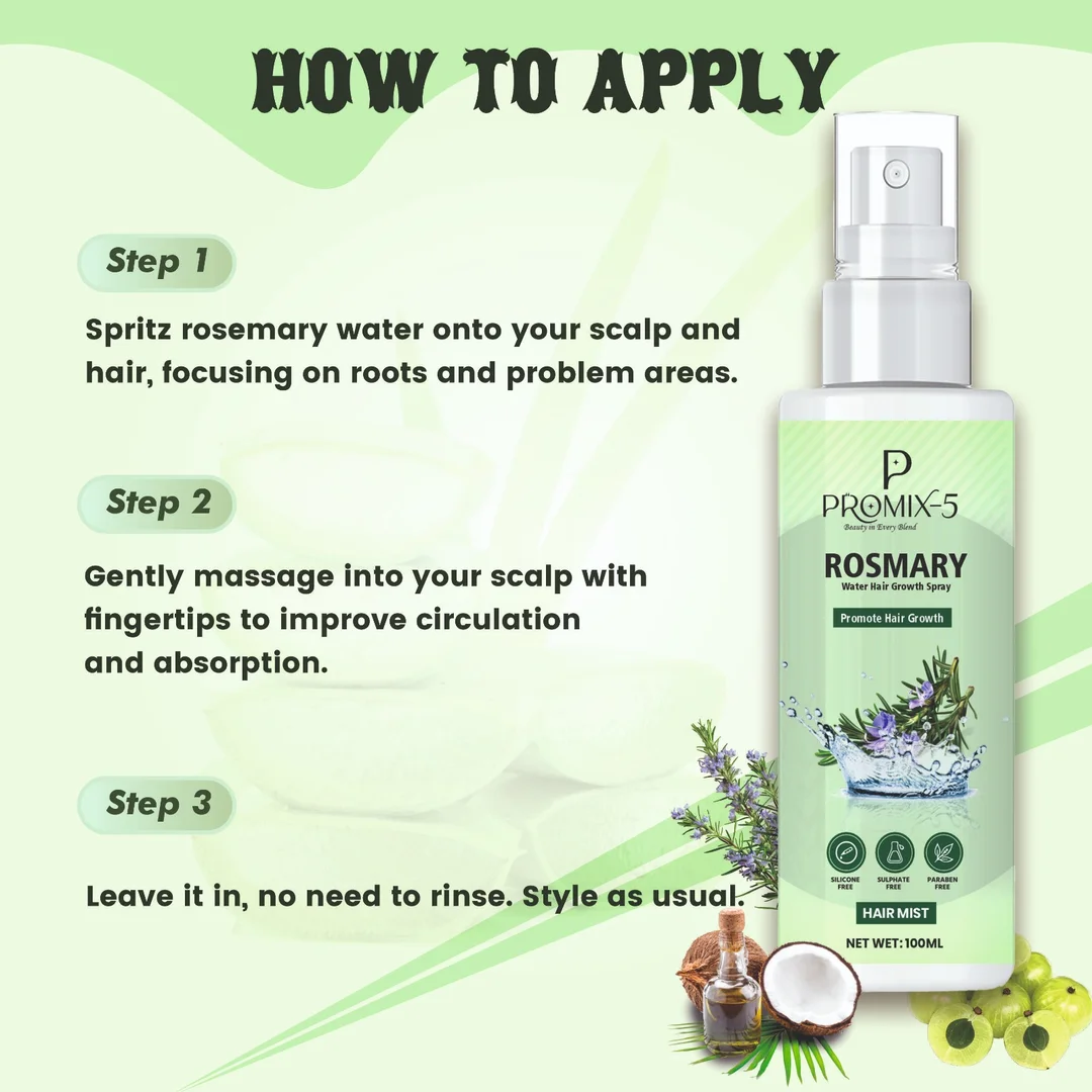 Rosemary Water Hair Growth Spray 100ml |for Hair Regrowth Hair Fall Control Scalp Nourishment Frizz Reduction and Stronger Roots image 4
