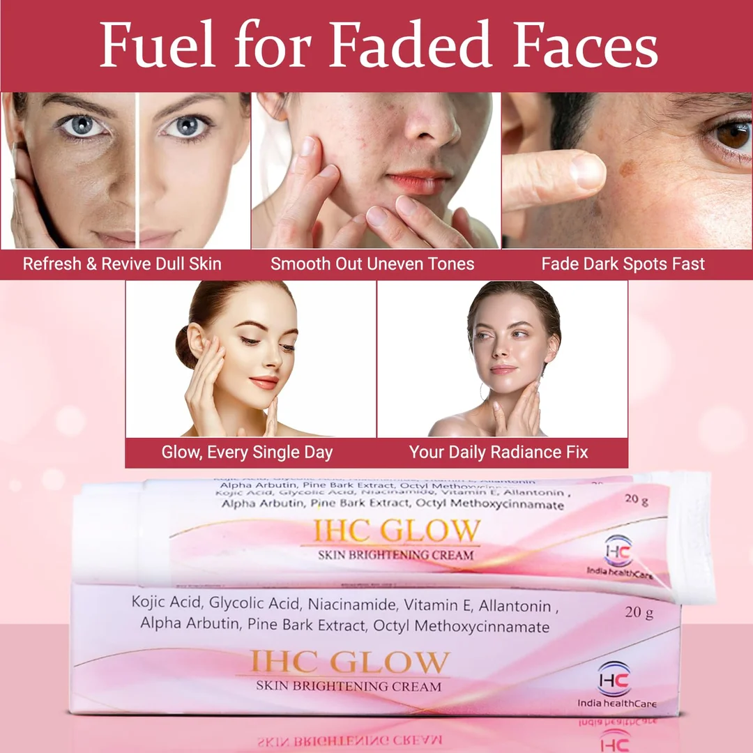 IHC Glow Skin Brightening Cream 20g with 2% Kojic Acid, 1.5% Alpha Arbutin, Niacinamide & Hyaluronic Acid for Pigmentation image 4
