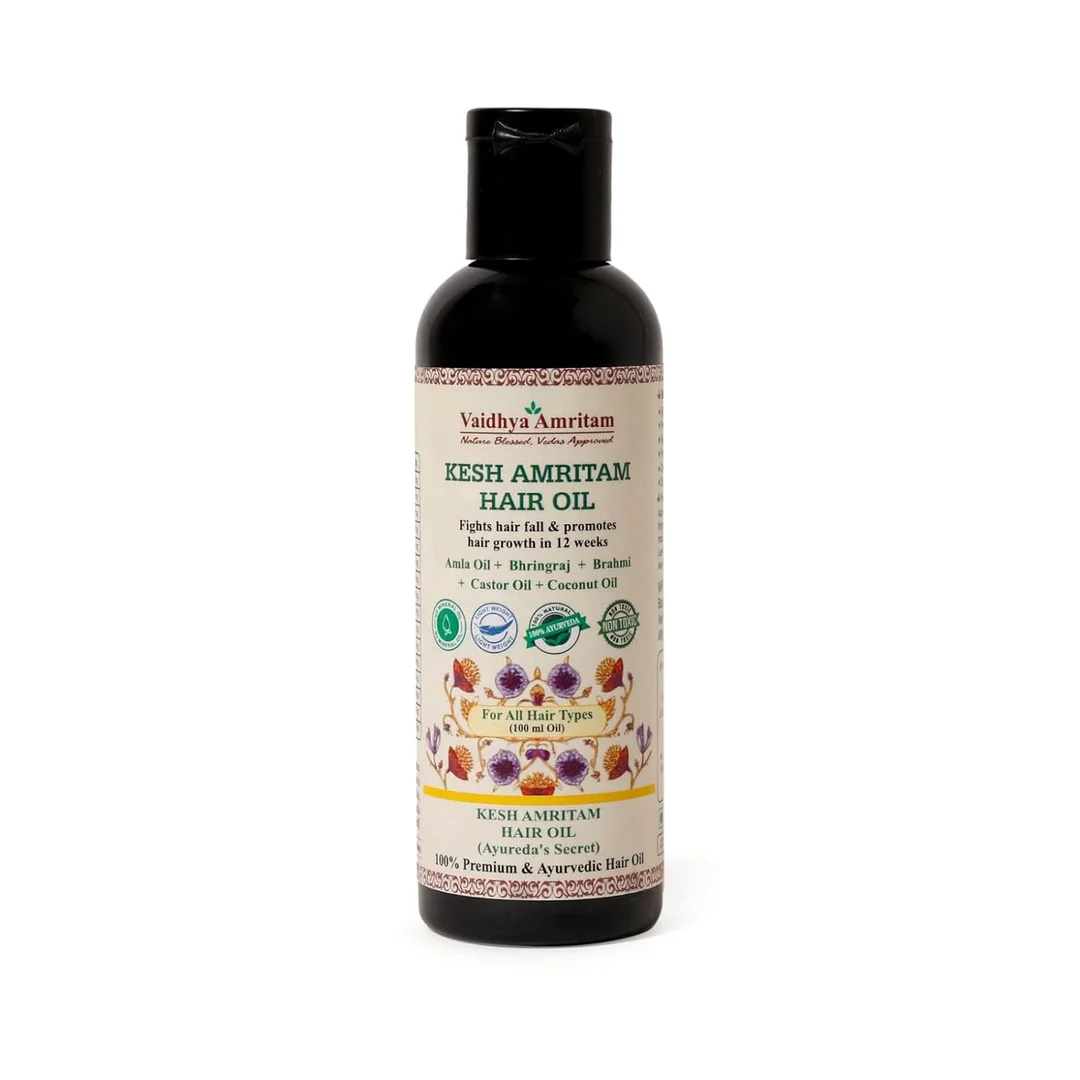 Kesh Amritam Hair Oil- 100ML | Ayurvedic Herbal Hair Oil with Amla, Bhringraj, Brahmi & Coconut Oil | For Scalp Nourishment & Daily Hair Care | For All Hair Types image 1
