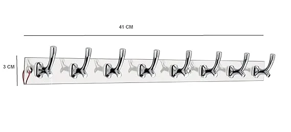 Premium 8-Pin Stainless Steel |Aluminium Heavy Duty Wall Door Hanger for Bathroom Clothes Robe Towel Hooks Rail Home Organisation Hardware Accessories India image 2