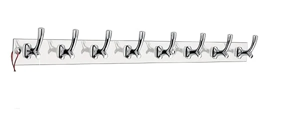 Premium 8-Pin Stainless Steel |Aluminium Heavy Duty Wall Door Hanger for Bathroom Clothes Robe Towel Hooks Rail Home Organisation Hardware Accessories India image 3