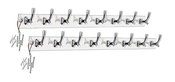 Premium 8-Pin Stainless Steel |Aluminium Heavy Duty Wall Door Hanger for Bathroom Clothes Robe Towel Hooks Rail Home Organisation Hardware Accessories India image 1