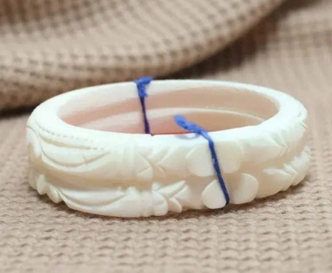 Traditional White Carved and Maroon Smooth Bangle Set for Women Ethnic Wear, Wedding, Festival and Daily Fashion Accessories image 2