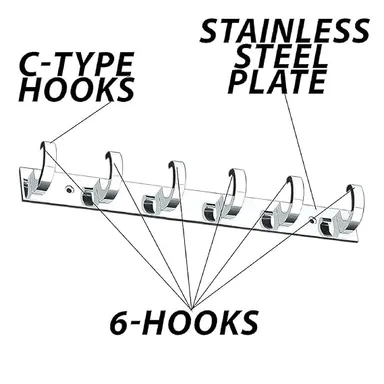 ONJECX 8-Pin Stainless Steel |Aluminium Heavy Duty C-Type Wall Door Cloth Hanger Hooks with 16 Screws |Grips Pack of 4 | Bathroom Towel Clothes Robe Organizer Rack thumbnail 1