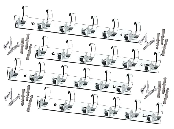 ONJECX 8-Pin Stainless Steel |Aluminium Heavy Duty C-Type Wall Door Cloth Hanger Hooks with 16 Screws |Grips Pack of 4 | Bathroom Towel Clothes Robe Organizer Rack image 1