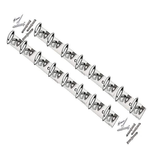 Premium ONJECX 8‑PIN Stainless Steel |Aluminium Heavy Duty Wall |Door Cloth Hanger Hooks Set Pack of 2 with Screws and Grips |Bathroom Towel T‑Shirt Robe Key Organizer Rail for Home, Kitchen, Bedroom image 1