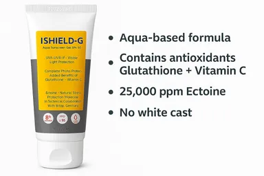 ISHIELD-G Aqua Sunscreen Gel SPF 50, UVA+UVB+IR Protection, Water Resistant Formula, 75g, With Glutathione and Vitamin C, 8 Hours Protection  thumbnail 3
