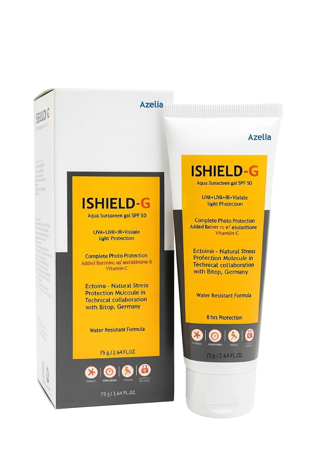 ISHIELD-G Aqua Sunscreen Gel SPF 50, UVA+UVB+IR Protection, Water Resistant Formula, 75g, With Glutathione and Vitamin C, 8 Hours Protection image 1
