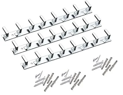 ONJECX 8 PIN L Save Stainless Steel |Aluminium Premium Heavy-Duty Cloth Hanger Wall |Door Hooks with 12 Screws |12 Grips Pack of 3 |Multipurpose Bathroom |Home Organizer image 1