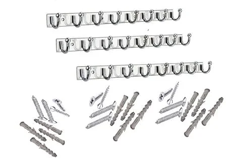 Premium 8‑Pin Stainless Steel |Aluminium Goli Cloth Hanger Hooks Pack of 3 for Bathroom Wall Door, Heavy Duty Rust‑Proof Multi Purpose Clothes Towel Key Organizer Hanger image 1