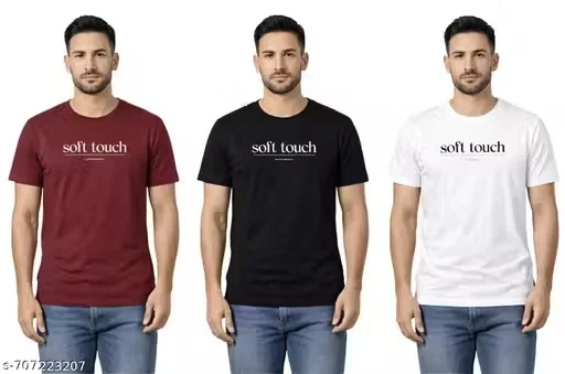 Men’s Cotton Solid Round Neck T‑Shirt Combo Pack of 3 – Maroon Black White Plain Half Sleeve Casual Comfort Breathable Daily Wear Tees India image 1