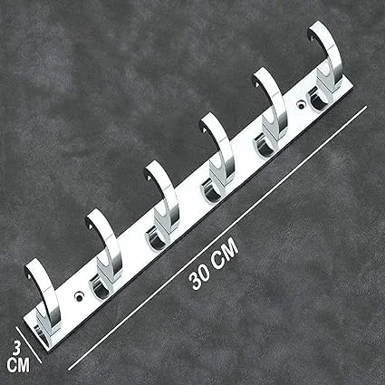 ONJECX 6 PIN C Type Stainless Steel |Aluminium Cloth Hanger Bathroom Wall Door Hooks Heavy Duty Premium Quality with 12 Screws |12 Grips Pack of 4 pcs image 3