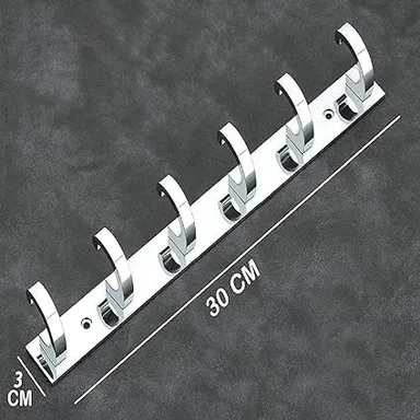 ONJECX 6 PIN C Type Stainless Steel |Aluminium Cloth Hanger Bathroom Wall Door Hooks Heavy Duty Premium Quality with 12 Screws |12 Grips Pack of 4 pcs thumbnail 2