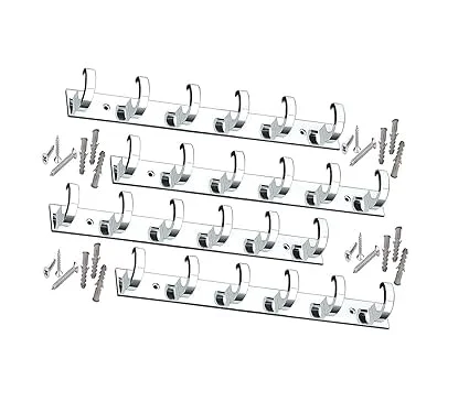 ONJECX 6 PIN C Type Stainless Steel |Aluminium Cloth Hanger Bathroom Wall Door Hooks Heavy Duty Premium Quality with 12 Screws |12 Grips Pack of 4 pcs image 1