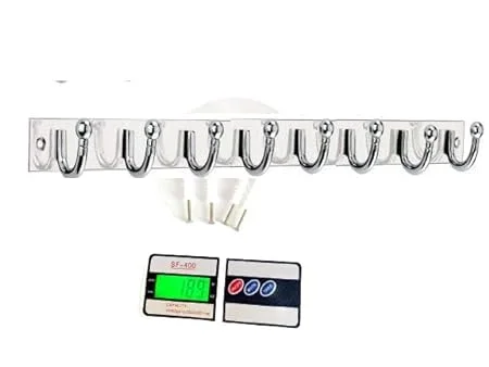 Premium 8‑PIN Cloth Hanger Wall Door Hooks Stainless Steel |Aluminium Heavy Duty Bathroom Wall Mount Clothes Towel Key Holder with Screws |Grips Pack of 4 |Durable Rust‑Resistant Organiser image 4