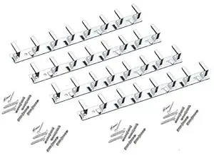 ONJECX 8-PIN Stainless Steel |Aluminium Heavy Duty Cloth Hanger Wall Mounted Door Hooks for Bathroom Kitchen Clothes Towel Robe Hanging with 16 Screws 16 Grips Pack of 4 Premium Anti-Rust Space Saving Organizer image 1