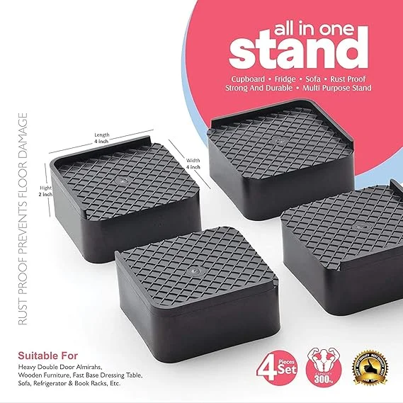 FLAME Heavy Duty Multipurpose Appliance Stand Set of 4 | Refrigerator Stand Washing Machine Stand Furniture Base Cupboard Support Heavy Load 310KG image 2