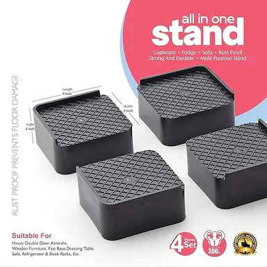 FLAME Heavy Duty Multipurpose Appliance Stand Set of 4 | Refrigerator Stand Washing Machine Stand Furniture Base Cupboard Support Heavy Load 310KG thumbnail 1