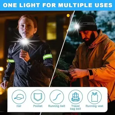 Pocket USB-C Rechargeable Clip-On |Headlamp Outdoor Light Multi-Function LED Torch Hands-Free Head Light with Motion Sensor |Waterproof Design for Camping Hiking Cycling thumbnail 1