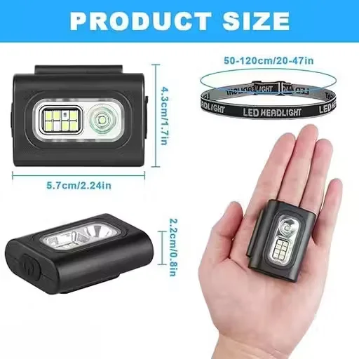 Pocket USB-C Rechargeable Clip-On |Headlamp Outdoor Light Multi-Function LED Torch Hands-Free Head Light with Motion Sensor |Waterproof Design for Camping Hiking Cycling image 4