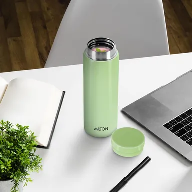 Milton Minimate 300 Thermosteel Water Bottle 300ml Light Green |SS304 Stainless Steel Vacuum Insulated Flask | Hot & Cold | Leak-Proof Compact Office Gym Travel Bottle | ISI Certified thumbnail 3