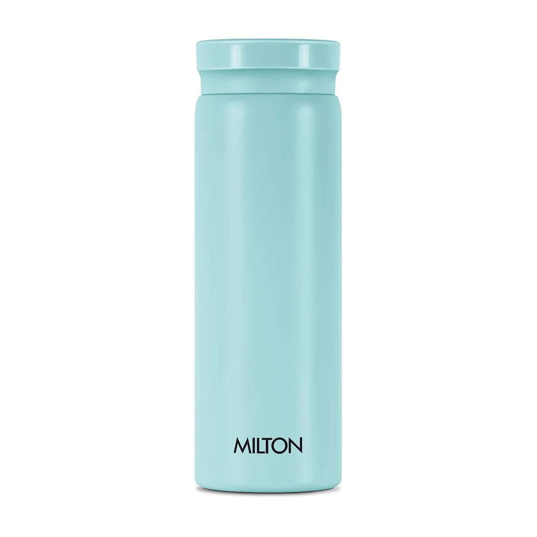 Milton Minimate 200 Thermosteel Water Bottle 200ml Sky Blue | SS304 Stainless Steel Vacuum Insulated Flask | Hot & Cold | Leak-Proof Compact Office Gym Travel Bottle | ISI Certified image 1
