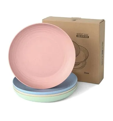 VibeZone 4 Piece Unbreakable Plastic Dinner Plate Set for Home |Picnic, Lightweight Reusable Plates |Bowls for Salad Pasta Cereal Party Camping Kitchen Use thumbnail 0
