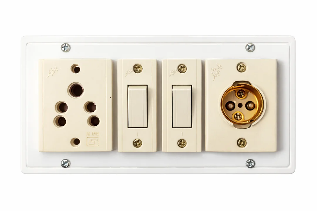 6A 4 in 1 Switch Board with 6A Socket, 2 Individual Rocker Switches, Built‑In B22 Bulb Holder, Shock‑Resistant Plastic Electrical Panel for Home Office Appliances image 1