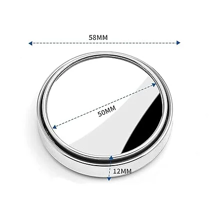 VibeZone 360° Rotatable Blind Spot Mirror Pair for Cars, Universal Fit Left |Right ORVM Safety Mirror, Silver Convex Wide Angle Parking Aid image 4