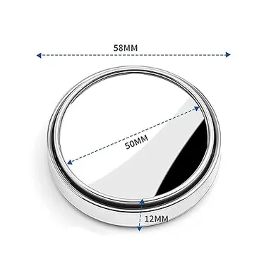 VibeZone 360° Rotatable Blind Spot Mirror Pair for Cars, Universal Fit Left |Right ORVM Safety Mirror, Silver Convex Wide Angle Parking Aid thumbnail 3
