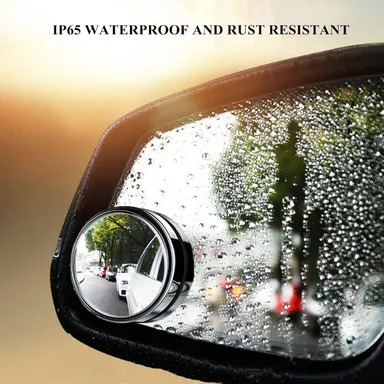 VibeZone 360° Rotatable Blind Spot Mirror Pair for Cars, Universal Fit Left |Right ORVM Safety Mirror, Silver Convex Wide Angle Parking Aid thumbnail 4