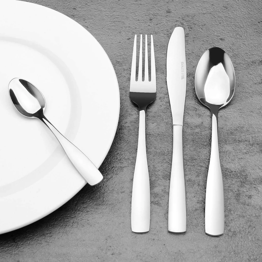 VibeZone Stainless Steel Cutlery Set of 4 with Elegant Design| Rustproof & Dishwasher Safe Spoons and Forks for Home| Restaurant and Outdoor Dining image 6