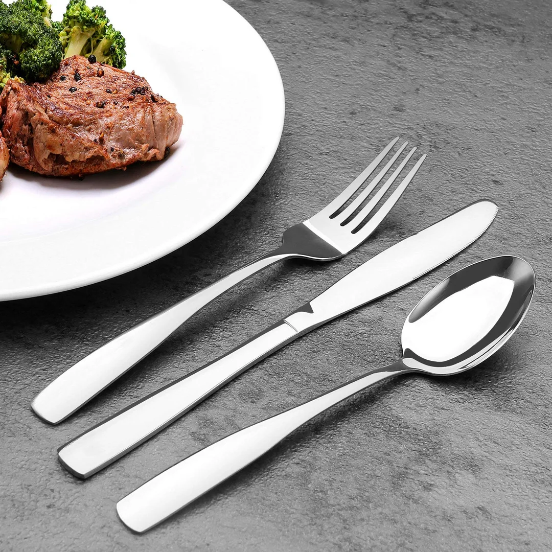 VibeZone Stainless Steel Cutlery Set of 4 with Elegant Design| Rustproof & Dishwasher Safe Spoons and Forks for Home| Restaurant and Outdoor Dining image 7