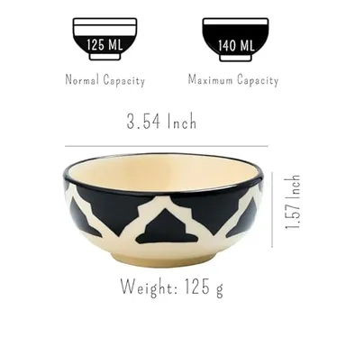 VibeZone Ceramic Snack |Dessert Bowl Set of 2 | 125 ml Multipurpose Japanese European Style Crockery | Stackable Microwave |Dishwasher Safe Black Ceramic Bowls for Snacks Dips |Gifts in India thumbnail 1