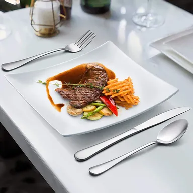 VibeZone Stainless Steel Flatware Set 20 Pieces | Serrated Knives, Forks & Spoons | Rust-Resistant, Mirror Finish, Dishwasher Safe | Elegant Dining, Weddings & Daily Use thumbnail 5
