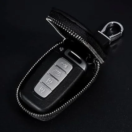 VibeZone Genuine Leather Universal Car Key Holder Case with Keychain Organizer Pouch| Brown Protective Cover for Smart Car Keys image 3