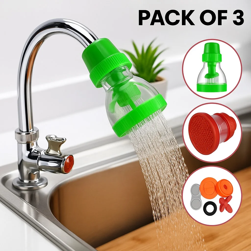 Set of 3 Multicolor Plastic Tap Shower Heads | Water-Saving Faucet Attachment with Filter | Sprinkler Type for Kitchen & Bathroom Use in India image 3
