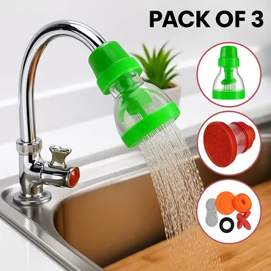 Set of 3 Multicolor Plastic Tap Shower Heads | Water-Saving Faucet Attachment with Filter | Sprinkler Type for Kitchen & Bathroom Use in India thumbnail 2