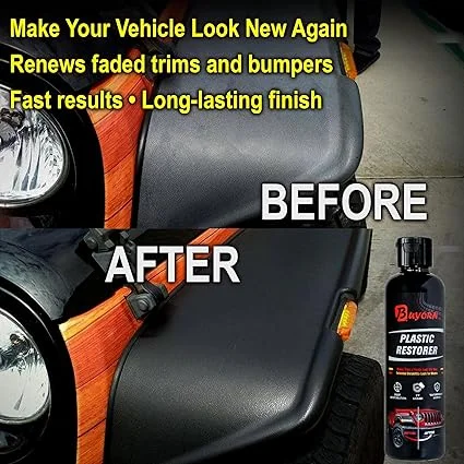 Buyorn Black Trim Renew 200ml HD Plastic & Rubber Restorer for Car Exterior | Revives Faded Trim Bumpers Door Cladding + Long Lasting UV Protection Wash Resistant Deep Black Finish image 2