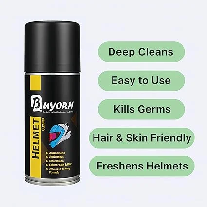 Helmet Cleaner Spray 150ml | Deep Clean Foam Spray for Helmet Interiors & Visors | Anti-Bacterial Odour Remover | Quick-Dry Shine & Hygiene Formula for All Helmet Types Bikers Riders image 2