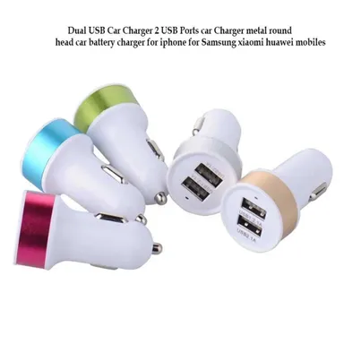 Dual USB Car Charger Compatible with All Mobiles and Tablets (Multicolor) input 12-24V output 5.0V thumbnail 1