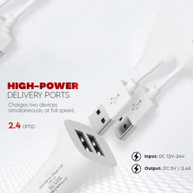 Dual USB Car Charger Compatible with All Mobiles and Tablets (Multicolor) input 12-24V output 5.0V thumbnail 2
