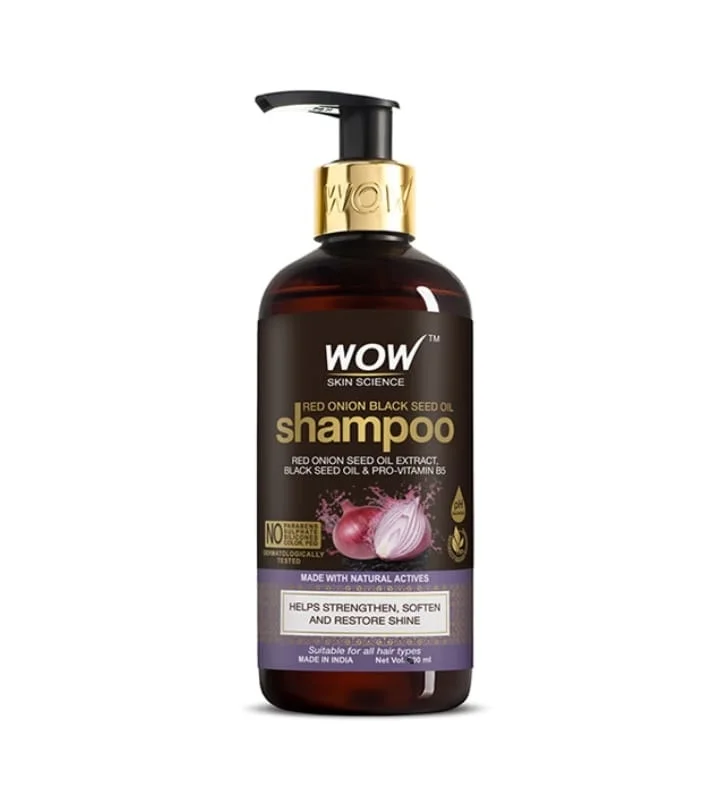 WOW Skin Science Red Onion Black Seed Oil Shampoo 600 ml for Hair Fall Control Strengthening Damage Repair Sulphate Free Paraben Free Shampoo for Men and Women India image 1