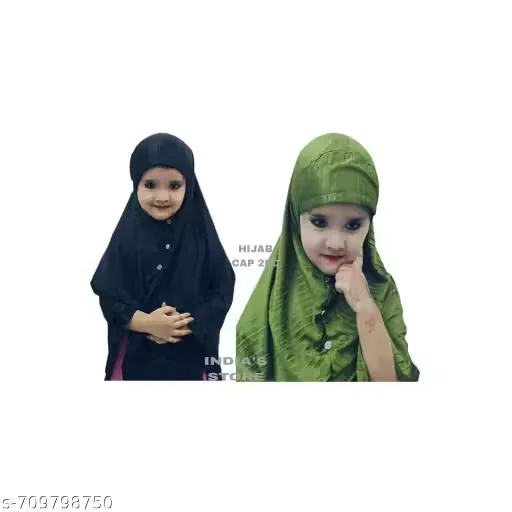 Kids Islamic Wear Hijab 2pc Combo Set for Girls – Soft Breathable Cotton Headscarf & Matching Hijab Cap Daily Wear Prayer School Modest Outfit India image 1
